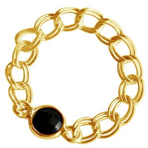 Gemshine - Damen - Ring - Vergoldet - Onyx - Schwarz - Beweglich - Geschmeidig