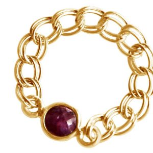 Gemshine - Damen - Ring - Vergoldet - Rubin - Rot - Beweglich - Geschmeidig