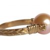 Gemshine - Damen - Ring - Spannring - Vergoldet - Zuchtperle - Lachs - Rose - 8mm, Ringgröße:57 (18.1) – Bild 4