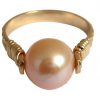Gemshine - Damen - Ring - Spannring - Vergoldet - Zuchtperle - Lachs - Rose - 8mm – Bild 3