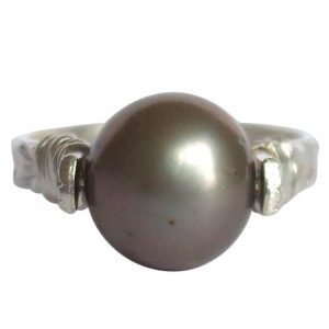 Gemshine - Damen - Ring - Spannring - 925 Silber - Zuchtperle - Tahiti - Grau - 8mm, Ringgröße:59 (18.8)