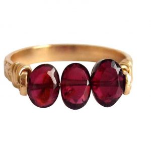 Gemshine - Damen - Ring - Spannring - Vergoldet - Granat - Dunkelrot, Ringgröße:58 (18.5)