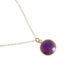 Gemshine - Damen - Halskette - 925 Silber - Vergoldet - Amethyst - Violett - CANDY - 45 cm