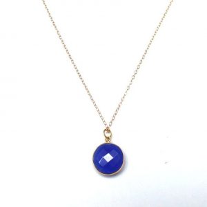 Gemshine - Damen - Halskette - 925 Silber - Vergoldet - Onyx - Blau - CANDY - 45 cm