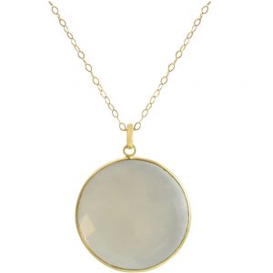 Gemshine - Damen - Halskette - 925 Silber - Vergoldet - Mondstein - Grau - CANDY - 80 cm