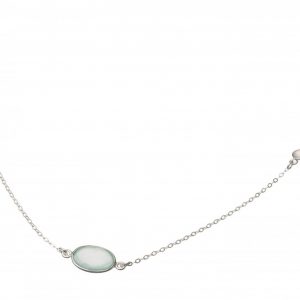 Gemshine - Damen - Halskette - 925 Silber - Chalcedon - Mondstein - Meeresgrün - Weiss - 45 cm