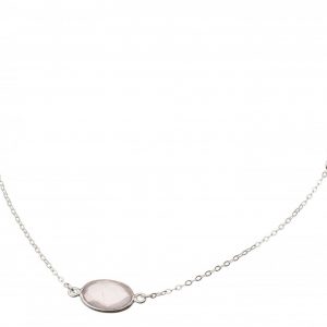 Gemshine - Damen - Halskette - 925 Silber - Rosenquarz - Mondstein - Rosa - Weiss - 45 cm