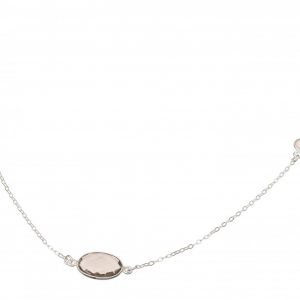 Gemshine - Damen - Halskette - 925 Silber - Rauchquarz - Mondstein - Braun - Weiss - 45 cm