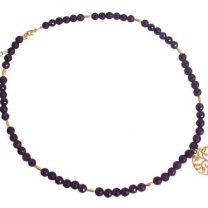 Gemshine - Damen - Halskette - Anhänger - Amethyst - 925 Silber - Vergoldet - Lebensbaum - Violett - 45 cm