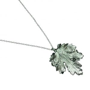 Gemshine - Damen - Halskette - Anhänger - 925 Silber - Blatt - Chrysanthem - Natur - 3,5 cm