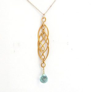Gemshine - Damen - Halskette - Anhänger - Aquamarin Quarz - 925 Silber - Vergoldet  - Blau - INFINITY - 7,5 cm