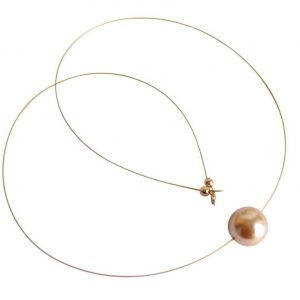 Gemshine - Damen - Halskette - Perle - Champagner - Vergoldet - 45 cm