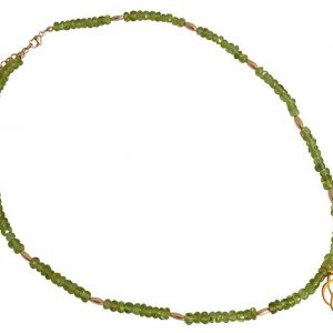 Gemshine - Damen - Halskette - Anhänger - Peridot - 925 Silber - Vergoldet - Blume Art-Deco - Grün - 45 cm