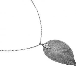 Gemshine - Damen - Halskette - Anhänger - 925 Silber - Blatt - Rose - Natur - 7 cm
