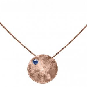 Gemshine - Damen - Halskette - Anhänger - 925 Silber - Rose Vergoldet - Schale -  Geometrisch - Design - Iolith - Blau - 45 cm