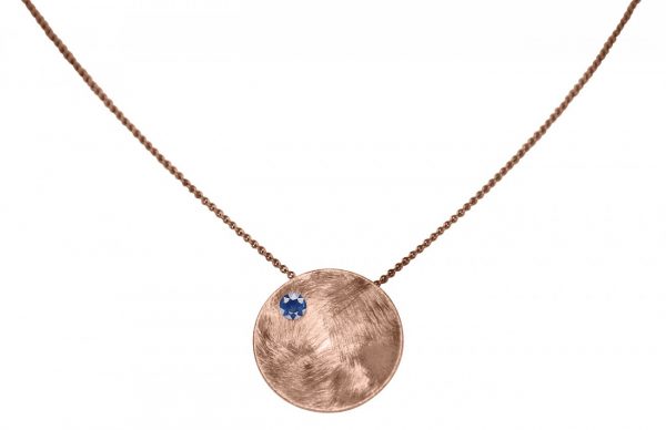 Gemshine - Damen - Halskette - Anhänger - 925 Silber - Rose Vergoldet - Schale -  Geometrisch - Design - Iolith - Blau - 45 cm