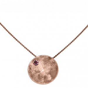 Gemshine - Damen - Halskette - Anhänger - 925 Silber - Rose Vergoldet - Schale -  Geometrisch - Design - Granat - Rot - 45 cm