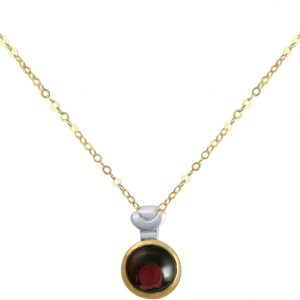 Gemshine - Damen - Halskette - 925 Silber - Vergoldet - Granat - Rot - 10mm