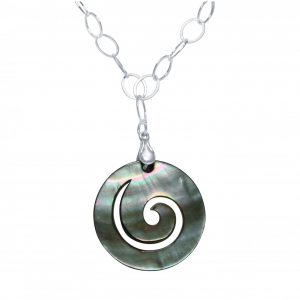 Gemshine - Damen - Halskette - Anhänger - Medaillon  - Perlmutt - 925 Silber - Grau - 5 cm