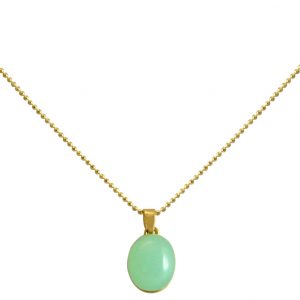 Gemshine - Damen - Halskette - Anhänger – 925 Silber Vergoldet - Chalcedon - Meeresgrün - 42 cm