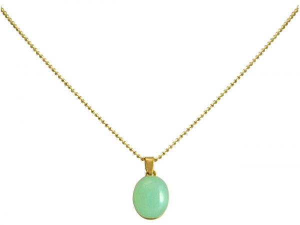 Gemshine - Damen - Halskette - Anhänger – 925 Silber Vergoldet - Chalcedon - Meeresgrün - 42 cm