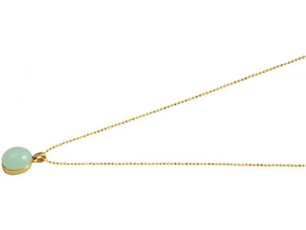 Gemshine - Damen - Halskette - Anhänger – 925 Silber Vergoldet - Chalcedon - Meeresgrün - 42 cm – Bild 3