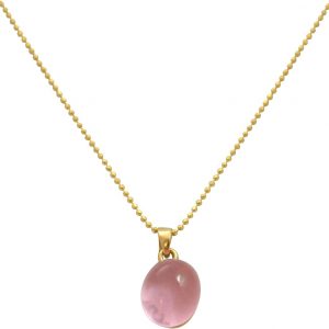 Gemshine - Damen - Halskette – Anhänger - 925 Silber Vergoldet - Rosenquarz - Rosa - 42 cm