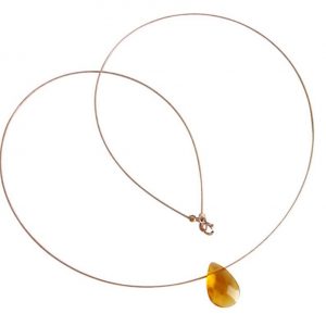 Gemshine - Damen - Citrin - Halskette - Anhänger - Gelb - Vergoldet - Facettiert - Tropfen - 45 cm