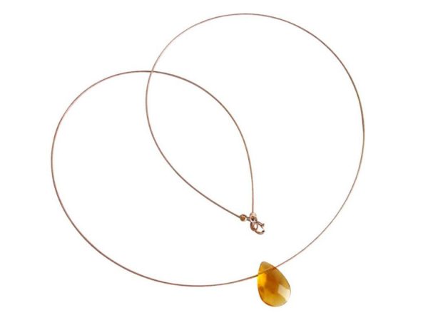 Gemshine - Damen - Citrin - Halskette - Anhänger - Gelb - Vergoldet - Facettiert - Tropfen - 45 cm