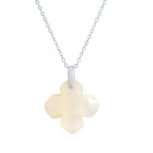 Gemshine - Damen - Halskette - Anhänger - 925 Silber - Achat - Hellgrau - GEM - 2,5 cm
