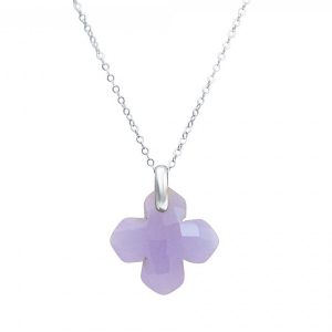 Gemshine - Damen - Halskette - Anhänger - 925 Silber - Chalcedon - Lavendel Lila - GEM - 2,5 cm