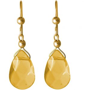 Gemshine - Damen - Ohrringe - Vergoldet - Citrin - Tropfen - Facettiert - Gelb - 2,5 cm