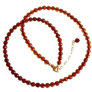 Gemshine - Damen - Halskette  - Vergoldet - Bernstein - Facettiert - Gelb - Orange - 45 cm