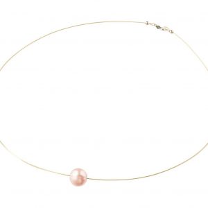 GEMSHINE Damenhalskette mit rosa Perle. 45 cm lange vergoldete Perlenkette - Made in München / Germany - Im eleganten Schmucketui mit Geschenkverpackung geliefert.