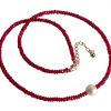 Gemshine - Damen - Halskette - Vergoldet - Rubin - Rot - Perle - Weiß - 45 cm