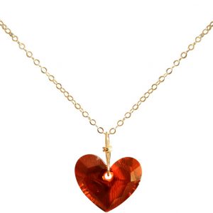 Gemshine - Damen - Halskette - Anhänger - Vergoldet - Herz - Rot - MADE WITH SWAROVSKI ELEMENTS® - 45 cm