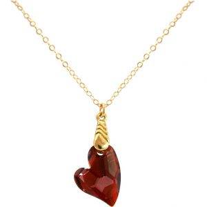 Gemshine - Damen - Halskette - Anhänger - Vergoldet - Herz - Rot - MADE WITH SWAROVSKI ELEMENTS® - 45 cm