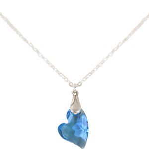 Gemshine - Damen - Halskette - Anhänger - 925 Silber - Herz - Blau - MADE WITH SWAROVSKI ELEMENTS® - 45 cm