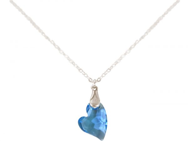 Gemshine - Damen - Halskette - Anhänger - 925 Silber - Herz - Blau - MADE WITH SWAROVSKI ELEMENTS® - 45 cm