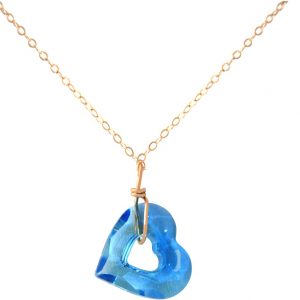Gemshine - Damen - Halskette - Anhänger - Rose Vergoldet - Herz - Open Heart - Blau - MADE WITH SWAROVSKI ELEMENTS® - 45 cm