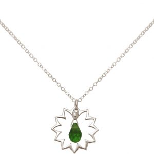 GEMSHINE Damenhalskette aus 925 Silber mit YOGA Lotusblume und Turmalin Quarz. Edelstein hervorragender Qualität und Farbe. Made in Madrid / Spanien. Im eleganten Schmucketui mit Geschenkverpackung.
