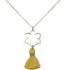 Gemshine - Damen - Halskette - Anhänger - 925 Silber - Lotus Blume - Mandala - Quaste - Goldgelb - YOGA - 45 cm