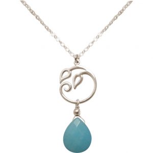 GEMSHINE Damenhalskette aus 925 Silber mit YOGA Lotusblume und Türkis Tropfen. Edelstein hervorragender Qualität und Farbe. Made in Madrid / Spanien. Im eleganten Schmucketui mit Geschenkverpackung