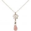 GEMSHINE Damenhalskette aus 925 Silber mit YOGA Lotusblume und Rosenquarz. Edelstein hervorragender Qualität und Farbe. Made in Madrid / Spanien. Im eleganten Schmucketui mit Geschenkverpackung. – Bild 3