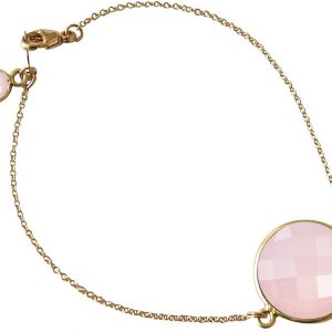 Gemshine - Damen - Armband - Vergoldet - Rosenquarz - Rosa - Facettiert - 19 cm