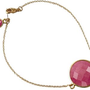 Gemshine - Damen - Armband - Vergoldet - Rubin - Rot - Facettiert - 19 cm