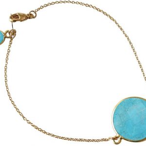 Gemshine - Damen - Armband - Vergoldet - Türkis - Blau - Facettiert - 19 cm