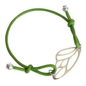 Gemshine - Damen - Armband - KNOTS Schmetterling Flügel - 925 Silber - Vergoldet - Grün - Größenverstellbar