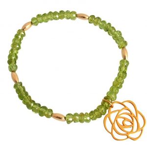 Gemshine - Damen - Armband - Vergoldet - Blume Art-Deco - Grün