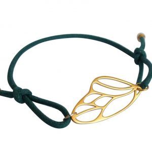 Gemshine - Damen - Armband - KNOTS Schmetterling Flügel - 925 Silber - Vergoldet - Grün - Größenverstellbar